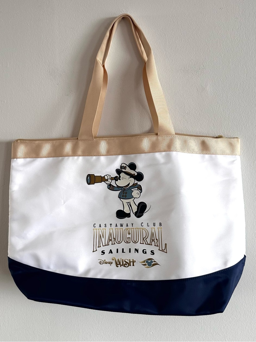 Disney Wish Inaugural Sailing Castaway Club Tote Bag - Captain Mickey White/Navy